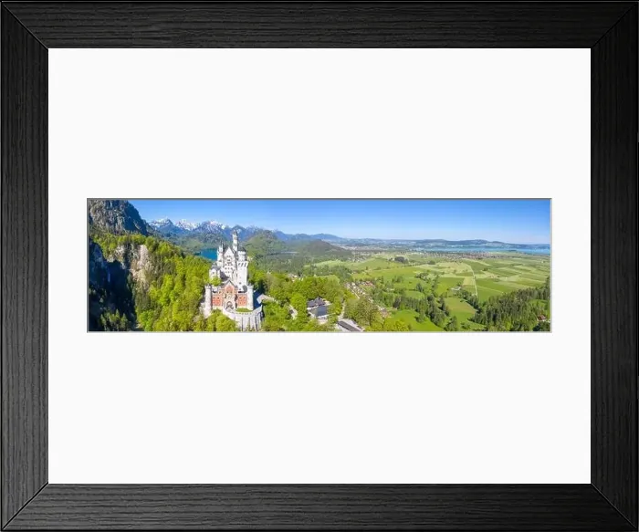 Framed Print : Schloss Neuschwanstein castle aerial view architecture Alps landscape Bavaria Germany travel panoramic view from above Framed Print : Schloss Neuschwanstein castle aerial view architecture Alps landscape Bavaria Germany travel panoramic view from above