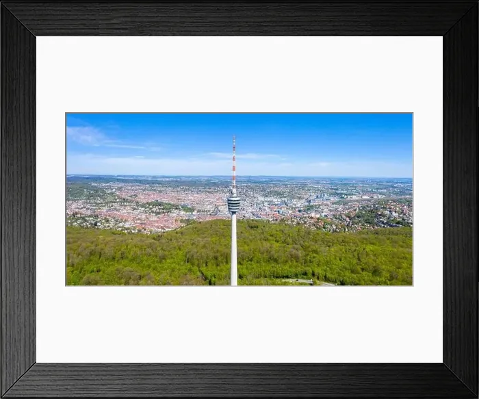 Framed Print : Stuttgart tv tower skyline aerial photo view town architecture travel panoramic view from above Framed Print : Stuttgart tv tower skyline aerial photo view town architecture travel panoramic view from above