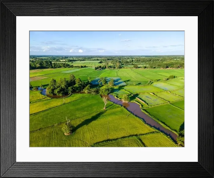 Framed Print : Aerial view of agricultural fields near the reservoir in nongkhai, thailand Framed Print : Aerial view of agricultural fields near the reservoir in nongkhai, thailand