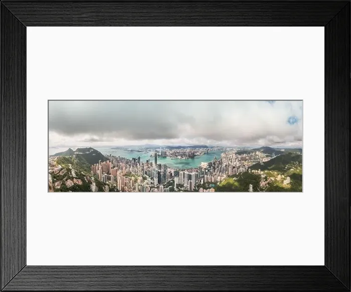 Framed Print : Amazing aerial view of the Victoria Harbour of Hong Kong, Clear sunny day, drone shot panorama Framed Print : Amazing aerial view of the Victoria Harbour of Hong Kong, Clear sunny day, drone shot panorama