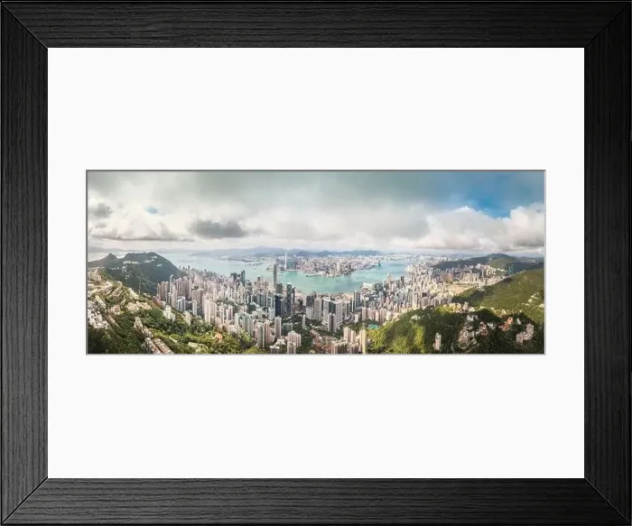 Framed Print : Amazing aerial view of the Victoria Harbour of Hong Kong, Clear sunny day, drone shot panorama Framed Print : Amazing aerial view of the Victoria Harbour of Hong Kong, Clear sunny day, drone shot panorama