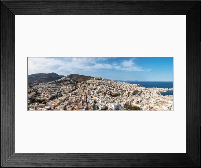 Framed Print : Syros island, Greece, Cyclades capital Ermoupolis cityscape panorama