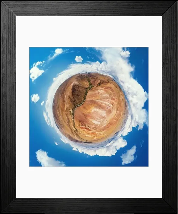 Framed Print : Little planet transformation of spherical panorama 360 degrees of Altai Mars Framed Print : Little planet transformation of spherical panorama 360 degrees of Altai Mars