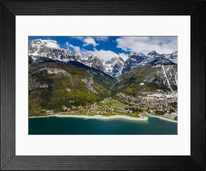 Framed Print : The Improbable aerial landscape of village Molveno Framed Print : The Improbable aerial landscape of village Molveno