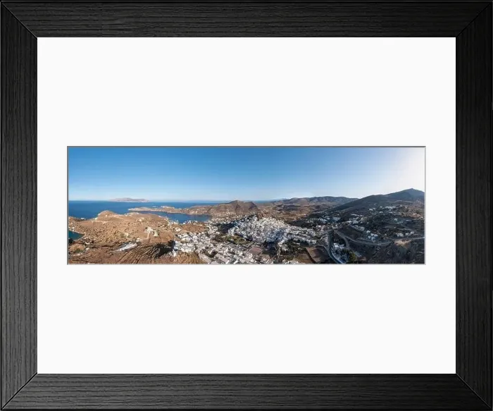 Framed Print : Ios island, Greece Cyclades. Chora town panorama aerial drone view Framed Print : Ios island, Greece Cyclades. Chora town panorama aerial drone view