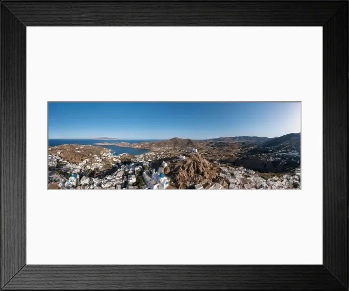 Framed Print : Ios island, Greece Cyclades. Chora town panorama aerial drone view Framed Print : Ios island, Greece Cyclades. Chora town panorama aerial drone view