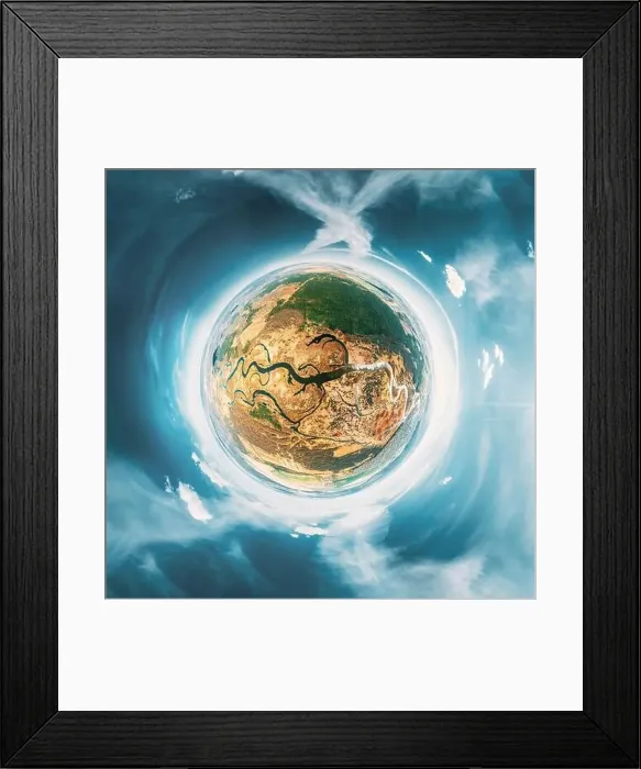 Framed Print : Aerial View Green Forest Woods And River Landscape In Sunny Spring Day Framed Print : Aerial View Green Forest Woods And River Landscape In Sunny Spring Day