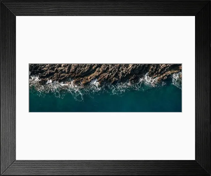 Framed Print : Aerial view of crashing waves on rocks Framed Print : Aerial view of crashing waves on rocks