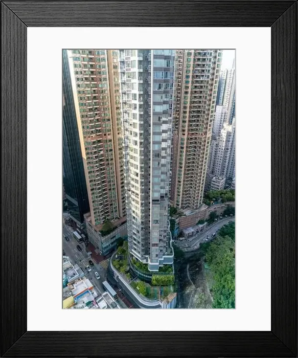 Framed Print : The amazing view of Hong-Kong cityscape full of skyscrapers from the rooftop
