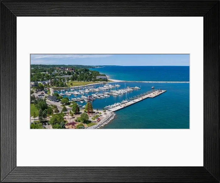 Framed Print : Aerial view of Petoskey Harbor