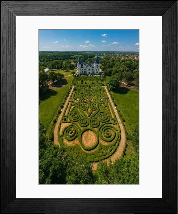 Framed Print : Tiszadob, Hungary - Aerial view about castle Andrassy near river Tisza Framed Print : Tiszadob, Hungary - Aerial view about castle Andrassy near river Tisza