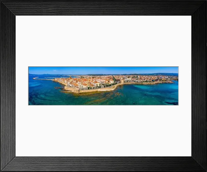 Framed Print : Aerial view over Alghero old town Framed Print : Aerial view over Alghero old town