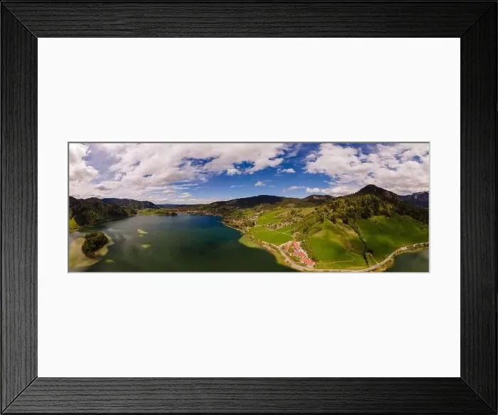 Framed Print : A wide aerial Panorama of laA wide aerial Panorama of lake Schliersee and surrounding mountains in Bavaria Framed Print : A wide aerial Panorama of laA wide aerial Panorama of lake Schliersee and surrounding mountains in Bavaria