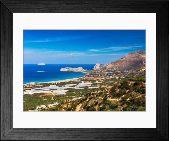 Framed Print : Shot of beautiful turquoise beach Falasarna (Falassarna) in Crete Framed Print : Shot of beautiful turquoise beach Falasarna (Falassarna) in Crete
