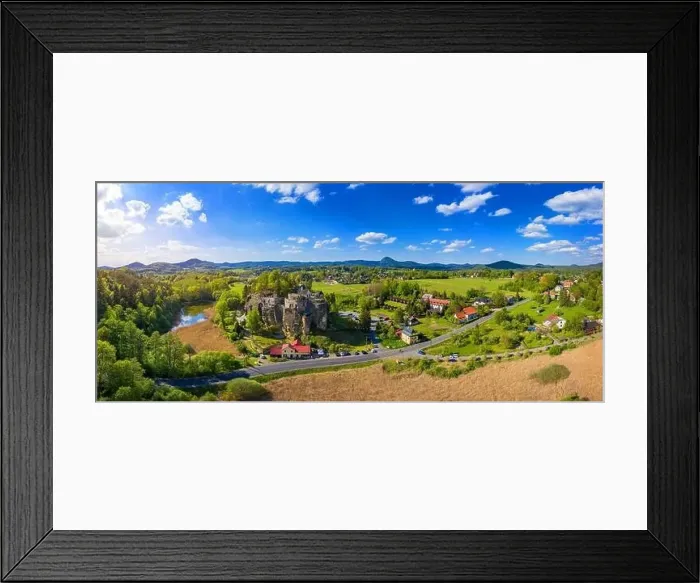 Framed Print : Aerial view of Sloup Castle in Northern Bohemia