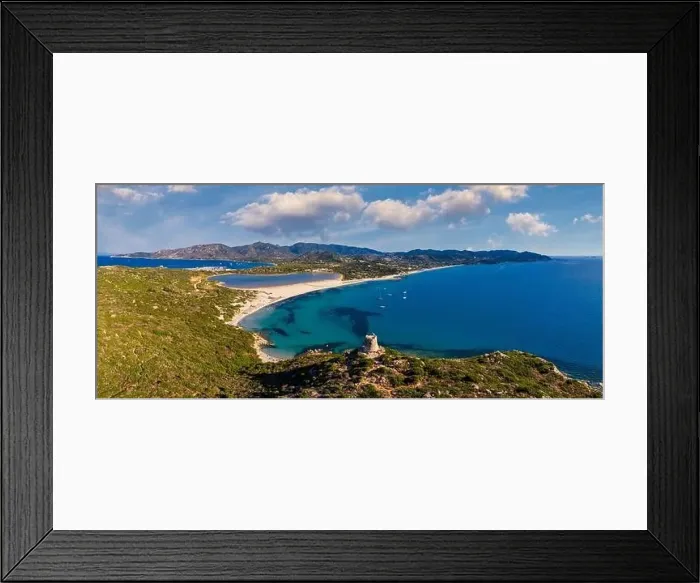 Framed Print : Torre di Porto Giunco Tower and Simius Beach near Villasimius Framed Print : Torre di Porto Giunco Tower and Simius Beach near Villasimius