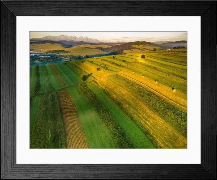 Framed Print : Sunrise over Meadows and Fields at Pieniny Park in Poland Framed Print : Sunrise over Meadows and Fields at Pieniny Park in Poland