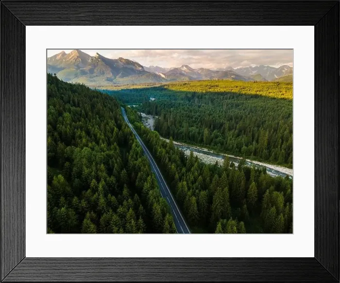 Framed Print : Road Trough Tatra Mountains and Forest in Jurgow Framed Print : Road Trough Tatra Mountains and Forest in Jurgow