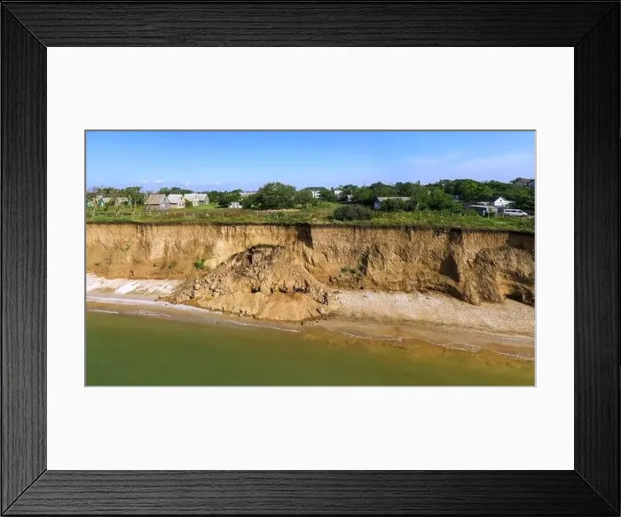 Framed Print : Rescue work after a landslide in Lebedevka Odessa region, Ukraine. Drone footage, morning time Framed Print : Rescue work after a landslide in Lebedevka Odessa region, Ukraine. Drone footage, morning time