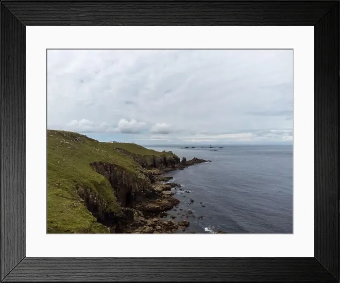 Framed Print : Lands end cornwall england uk aerial drone Framed Print : Lands end cornwall england uk aerial drone