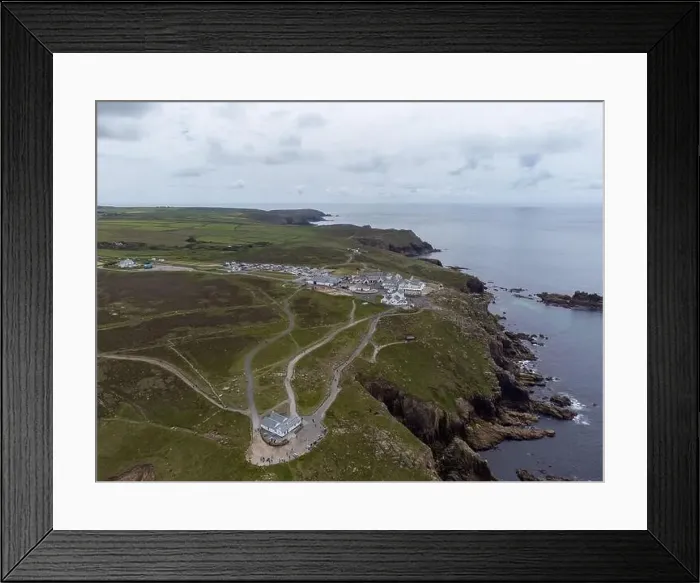 Framed Print : Lands end cornwall england uk aerial drone Framed Print : Lands end cornwall england uk aerial drone