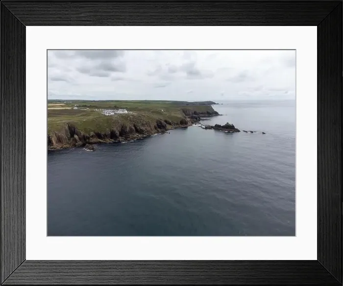 Framed Print : Lands end cornwall england uk aerial drone Framed Print : Lands end cornwall england uk aerial drone