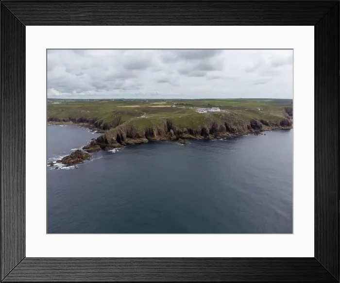 Framed Print : Lands end cornwall england uk aerial drone Framed Print : Lands end cornwall england uk aerial drone