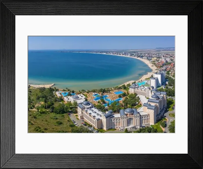 Framed Print : Aerial view to the sea resort Sunny Beach on the Bulgarian Blak Sea coast Framed Print : Aerial view to the sea resort Sunny Beach on the Bulgarian Blak Sea coast
