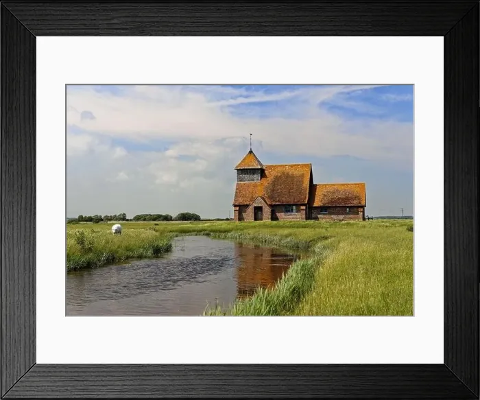 Framed Print : Iconic Church on the Marsh at Fairfield, Kent Framed Print : Iconic Church on the Marsh at Fairfield, Kent