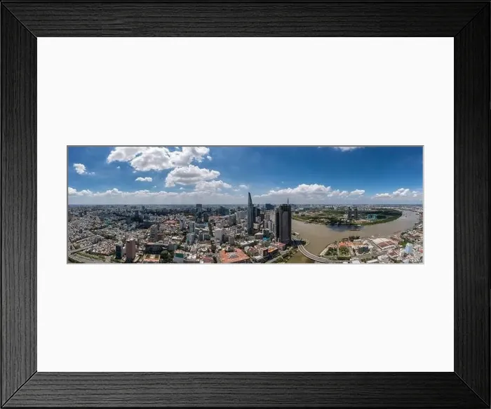 Framed Print : Aerial cityscape photo of Ho Chi Minh city and Saigon river Framed Print : Aerial cityscape photo of Ho Chi Minh city and Saigon river