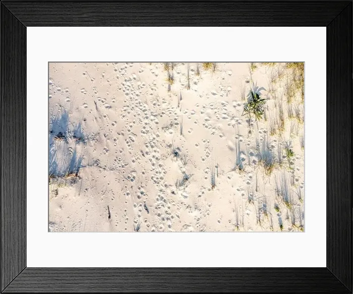 Framed Print : aerial view of random marks in an ocean beach Framed Print : aerial view of random marks in an ocean beach