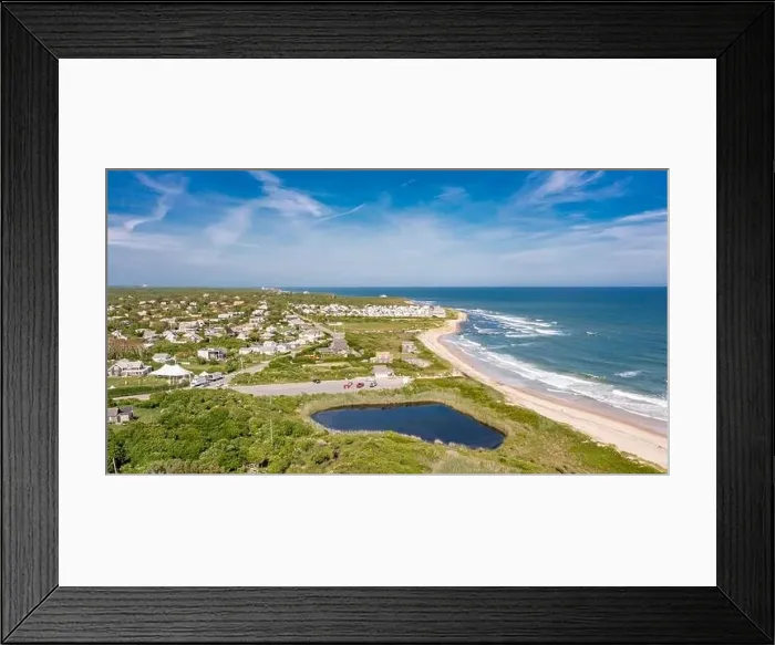 Framed Print : Aerial view of Ditch Plains beach and surrounding area, Montauk, NY Framed Print : Aerial view of Ditch Plains beach and surrounding area, Montauk, NY