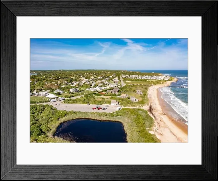 Framed Print : Aerial view of Ditch Plains beach and surrounding area, Montauk, NY Framed Print : Aerial view of Ditch Plains beach and surrounding area, Montauk, NY