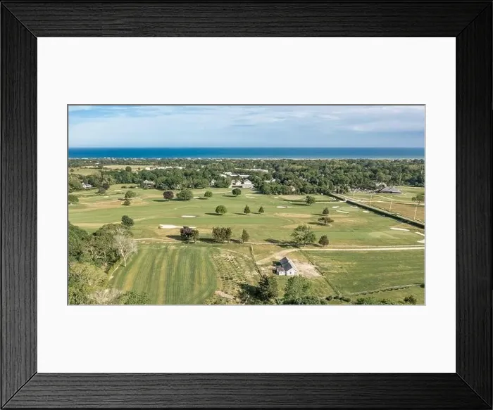 Framed Print : aerial view of south fork country club and distant ocean Framed Print : aerial view of south fork country club and distant ocean