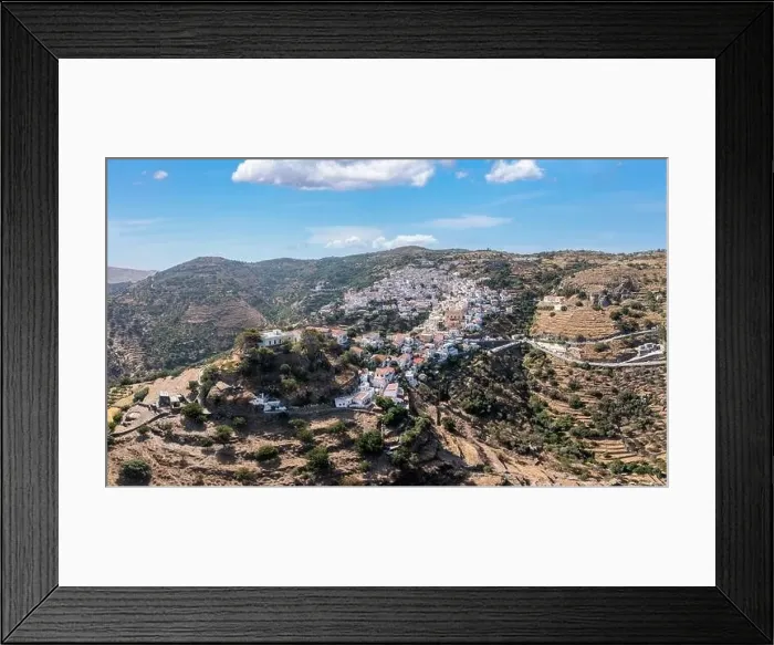 Framed Print : Greece, Kea Tzia island. Ioulida or Ioulis cityscape aerial drone view Framed Print : Greece, Kea Tzia island. Ioulida or Ioulis cityscape aerial drone view