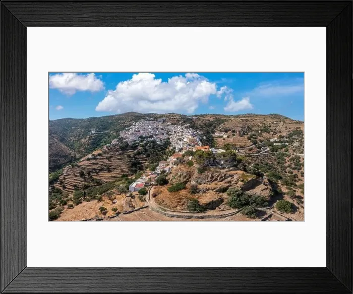 Framed Print : Greece, Kea Tzia island. Ioulida or Ioulis cityscape aerial drone view Framed Print : Greece, Kea Tzia island. Ioulida or Ioulis cityscape aerial drone view