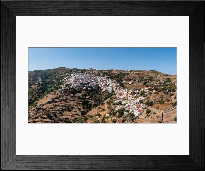 Framed Print : Greece, Kea Tzia island. Ioulida town aerial drone panorama view Framed Print : Greece, Kea Tzia island. Ioulida town aerial drone panorama view