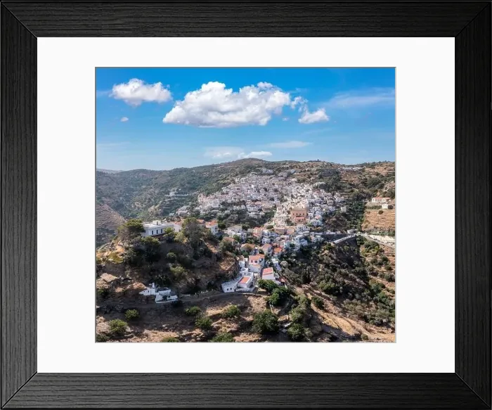 Framed Print : Greece, Kea Tzia island. Ioulida or Ioulis cityscape aerial drone view Framed Print : Greece, Kea Tzia island. Ioulida or Ioulis cityscape aerial drone view