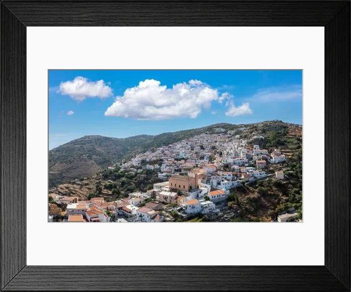 Framed Print : Greece, Kea Tzia island. Ioulida or Ioulis cityscape aerial drone view Framed Print : Greece, Kea Tzia island. Ioulida or Ioulis cityscape aerial drone view