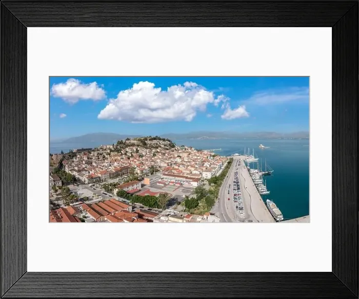 Framed Print : Greece, Nafplio city and port, Aerial drone view Framed Print : Greece, Nafplio city and port, Aerial drone view