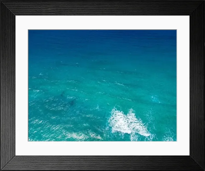 Framed Print : Aerial top view by drone of turquoise surface of the sea Framed Print : Aerial top view by drone of turquoise surface of the sea
