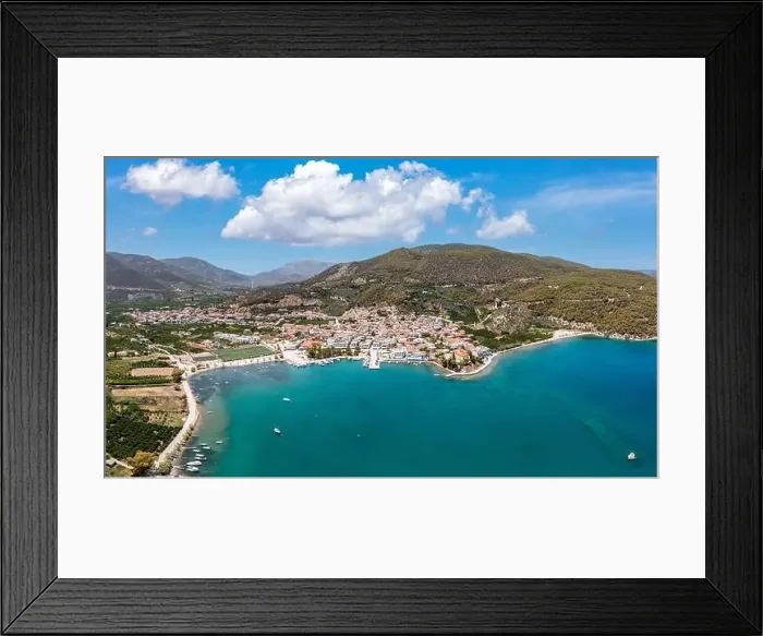 Framed Print : Ancient Epidaurus town beach and marina at Peloponnese Framed Print : Ancient Epidaurus town beach and marina at Peloponnese