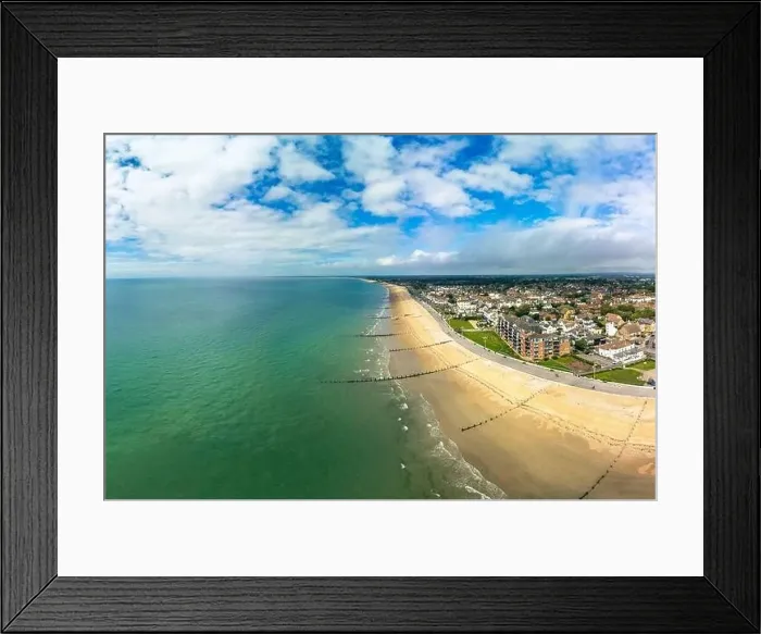 Framed Print : Panoramic aerial done view of Bognor Regis beach, West Sussex, England UK