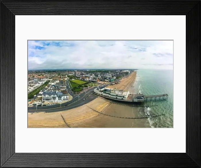 Framed Print : Panoramic aerial done view of Bognor Regis beach, West Sussex, England UK