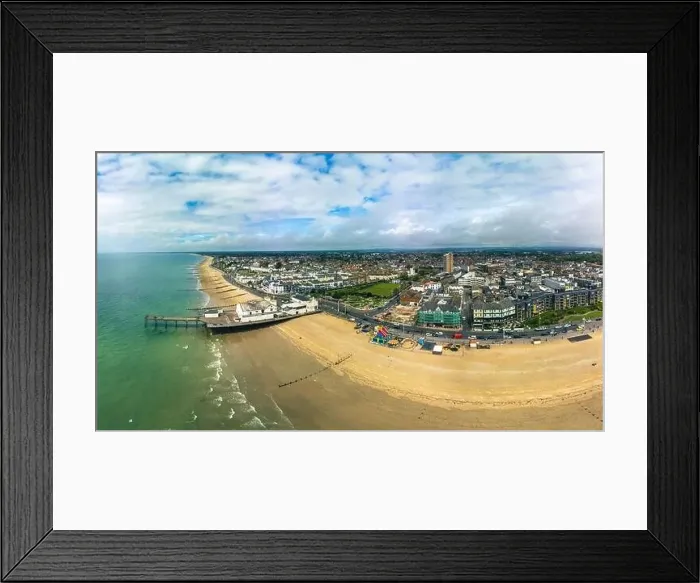 Framed Print : Panoramic aerial done view of Bognor Regis beach, West Sussex, England UK Framed Print : Panoramic aerial done view of Bognor Regis beach, West Sussex, England UK