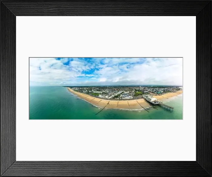 Framed Print : Panoramic aerial done view of Bognor Regis beach, West Sussex, England UK Framed Print : Panoramic aerial done view of Bognor Regis beach, West Sussex, England UK