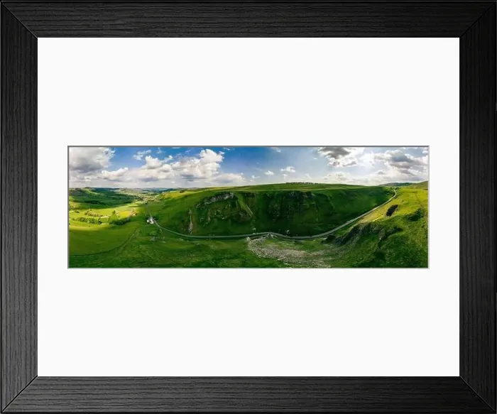 Framed Print : Drone view of Winnats Pass, Peak District National Park, Derbyshire, England, UK Framed Print : Drone view of Winnats Pass, Peak District National Park, Derbyshire, England, UK