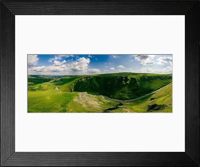 Framed Print : Drone view of Winnats Pass, Peak District National Park, Derbyshire, England, UK Framed Print : Drone view of Winnats Pass, Peak District National Park, Derbyshire, England, UK