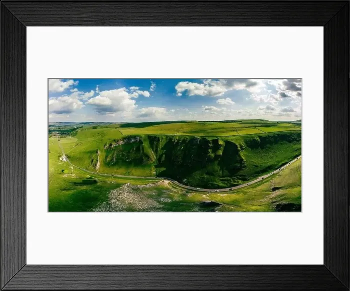 Framed Print : Drone view of Winnats Pass, Peak District National Park, Derbyshire, England, UK Framed Print : Drone view of Winnats Pass, Peak District National Park, Derbyshire, England, UK
