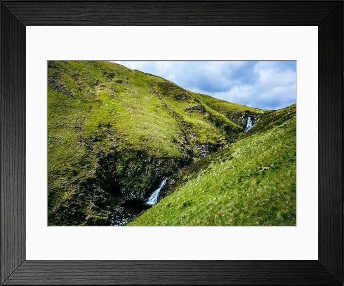 Framed Print : Aerial view of The Grey Mare's Tail, a waterfall near Moffat, Scotland Framed Print : Aerial view of The Grey Mare's Tail, a waterfall near Moffat, Scotland